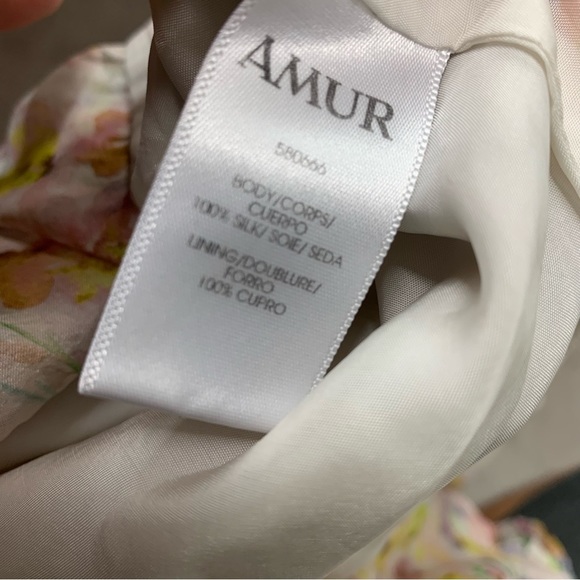 Amur Clayton Silk One Shoulder Ruffle Water Color Dress Size 6 - Picture 13 of 14